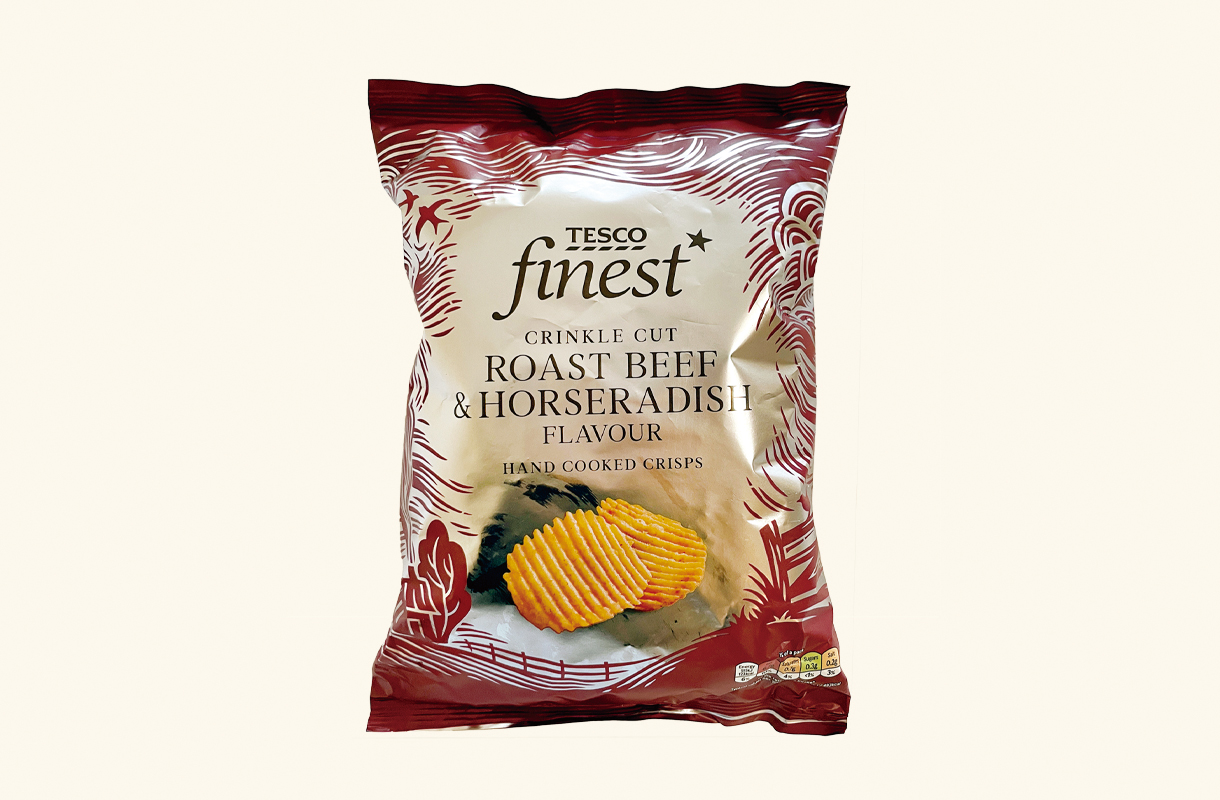 Tesco Finest Crinkle Cut Roast Beef Crisps 150G