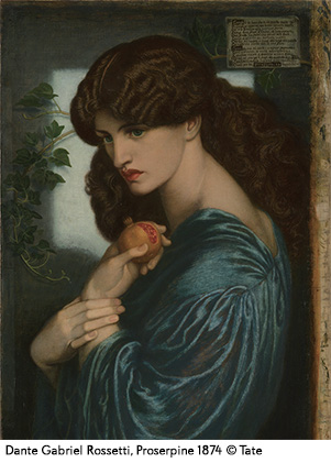 ジェーンをモデルにした「プロセルピナ」（1874年）冥界に下りたギリシア神話の春の女神